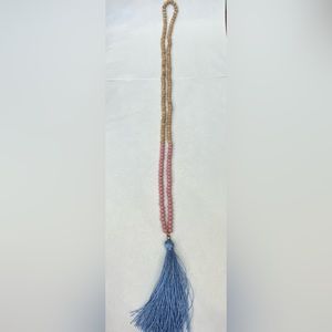 Wooden bead and tassel necklace, pre-owned